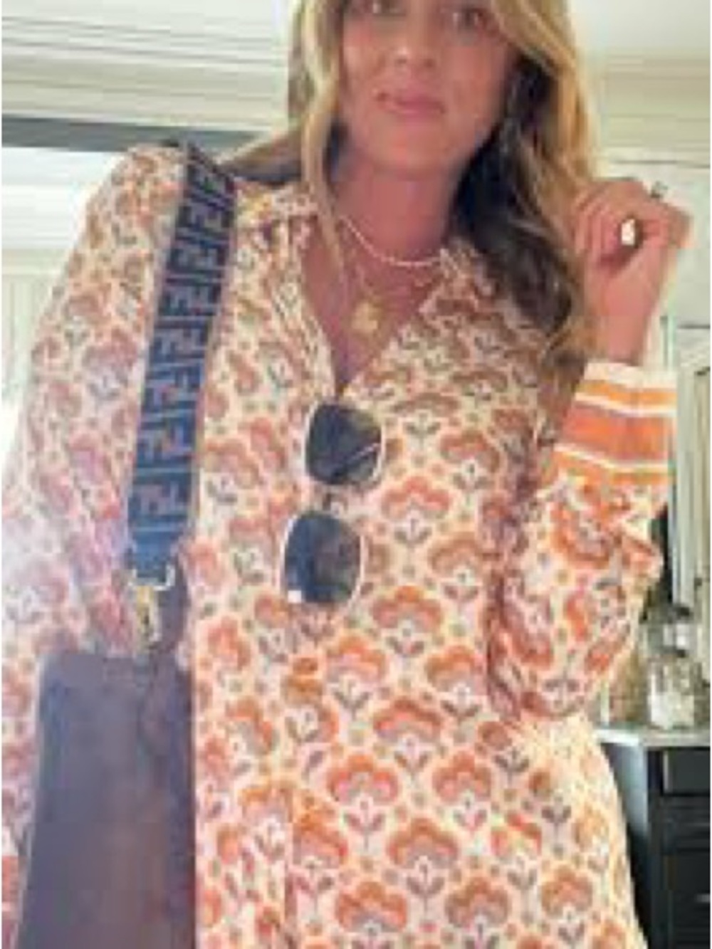 Show Me Your Mumu Cream and Orange Floral Button-Up Blouse